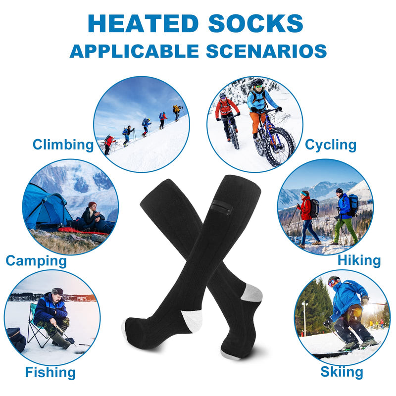 YLuBik Heated Socks, Rechargeable Electric Socks, 4200mAH Large Capacity Battery Powered, 3 Heat Settings, Heated Socks for Men Women for Hiking Camping Skiing Fishing Hunting - BeesActive Australia