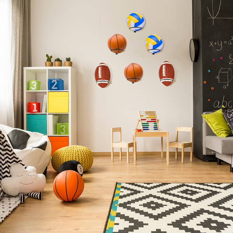 Threan Mounted Ball Wall Storage Display Ball Storage Universal Ball Rack Metal Ball Holder Black Ball Rack Holder for Basketball Football Volleyball Soccer Storage Display 6 - BeesActive Australia