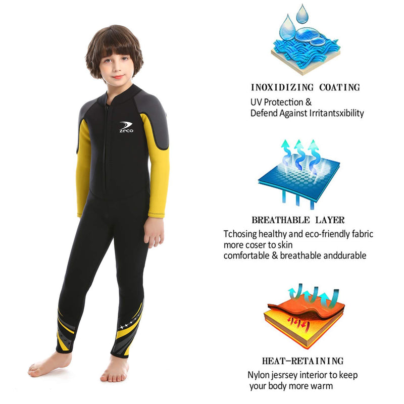 [AUSTRALIA] - ZCCO Kids Wetsuit,2.5mm Neoprene Thermal Swimsuit,Youth Boy's and Girl's One Piece Wet Suits Warmth Long Sleeve Swimsuit for Diving,Swimming,Surfing Water Sports (Bright Blue, XS) … Black X-Small 