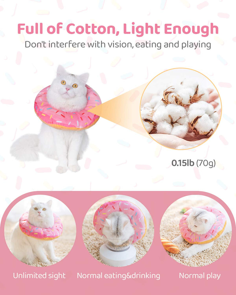 Woiworco Adjustable Cat Recovery Collar, Cute Cat Donut Collar, Soft Cone Collars for Cat, Wound Healing Protective Cone After Surgery Elizabethan Collars for Kitten Pets Small Pink - BeesActive Australia
