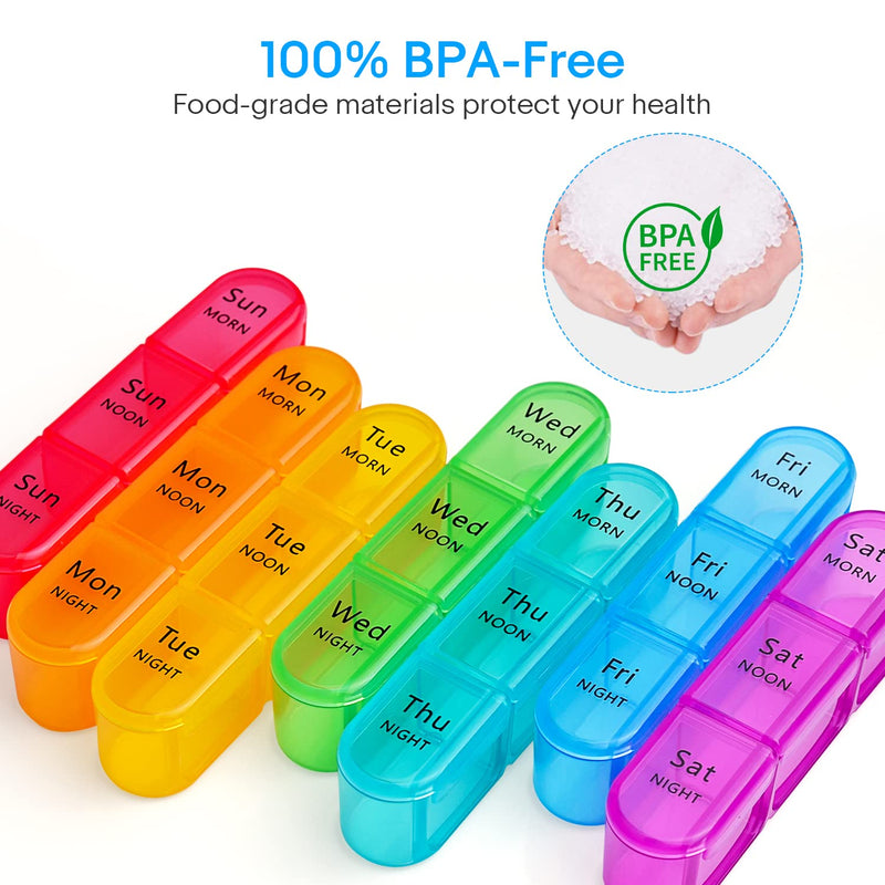 7 day Pill Box Organiser 3 Times Daily Medicine Storage Box,Cruxer Week Medication Tablet Organizer Moisture-Proof BPA Free Travel Dosette Box Dispenser Case to Hold Vitamins,Cod Liver Oil,Supplements 3 Times A Day - BeesActive Australia