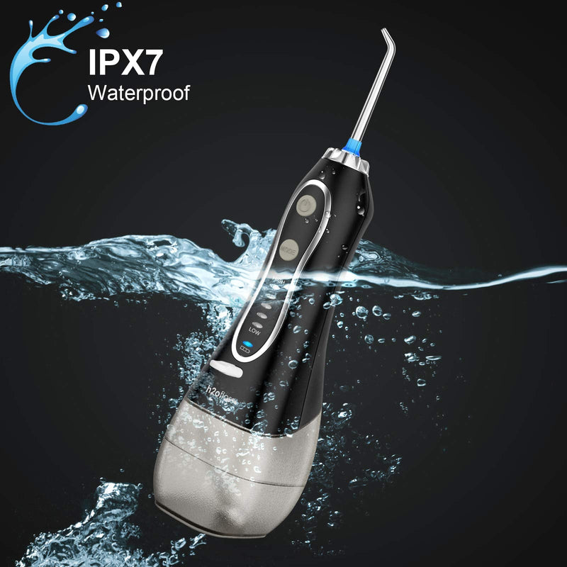 H2ofloss Water Flosser Portable Dental Oral Irrigator with 5 Modes, 6 Replaceable Jet Tips, Rechargeable Waterproof Teeth Cleaner for Home and Travel -300ml Detachable Reservoir - BeesActive Australia