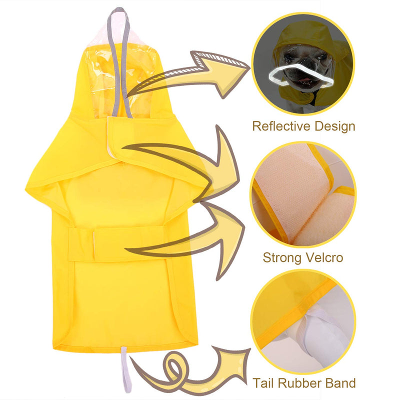 Pet Raincoat Packable Hooded Dog Rain Jacket Reflective Strips Lightweight Adjustable Poncho for Small Medium Large Dogs XXL (Back:24 Inches) Yellow - BeesActive Australia