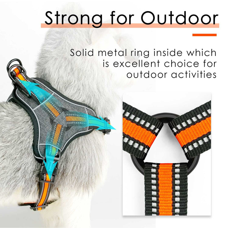 ThinkPet Step in Vest Dog Harness with ID Pocket and LED Clip，Front Clip No Pull Choke Free Escape Proof Padded Breathable Reflective Halter for Small Breed Orange Yellow Training Walking Hiking - BeesActive Australia