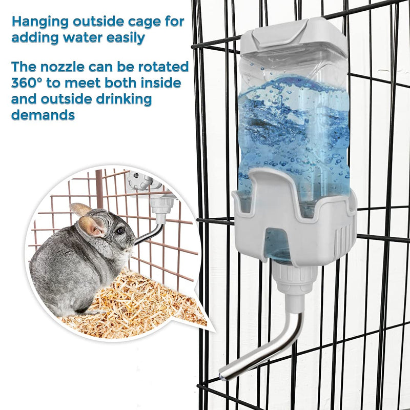 Vannon Top Fill Small Animal Water Bottles for Crate No Drip BPA Free Water Dispenser for Rabbit, Chinchilla, Ferret, Guinea Pigs, Squirrel, Hedgehog 30oz Grey - BeesActive Australia
