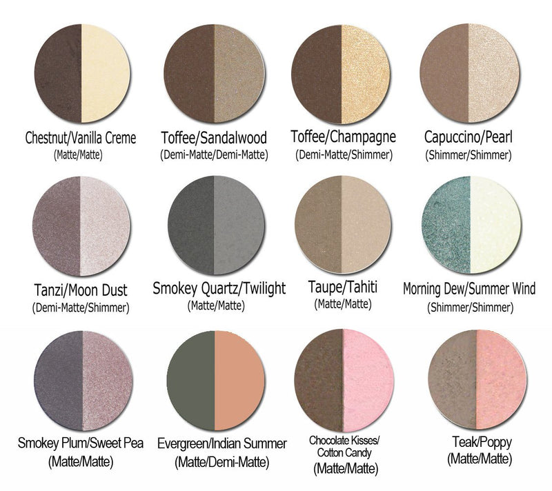 Lauren Brooke Cosmetiques Pressed Eyeshadow Duo, Natural, Organic Makeup (Taupe/Tahiti) - BeesActive Australia