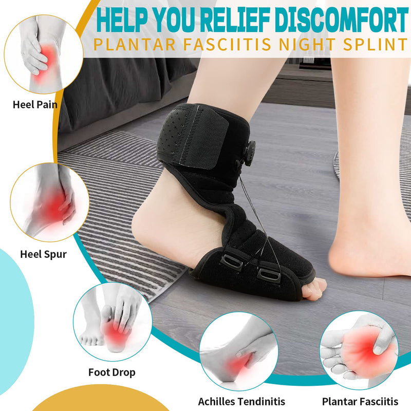 Plantar Fasciitis Night Splint with Rotating Knob System for Plantar Fasciitis Relief Plantar Fasciitis Socks Fascia Stretcher for Achilles Tendonitis Relief Plantar Fasciitis Brace Foot Drop - BeesActive Australia