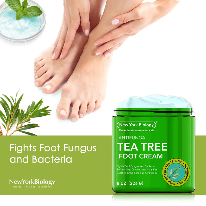 Tea Tree Oil Foot Cream for Dry Cracked Feet – Tea Tree Cream for Athletes Foot Fungus, Dry Cracked Skin, Nail Fungus, Ringworm, Jock Itch and Itchy Skin – Moisturizing Body Cream - 8 oz - BeesActive Australia