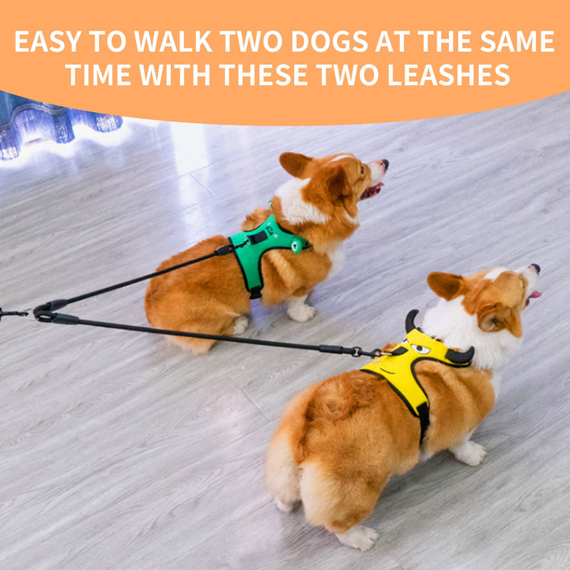 Double Leash for Dogs,Two Dog Adjustable Length Dog Lead Comfort Force Absorbing Bungee Premium Quality No-Tangle Leash - BeesActive Australia