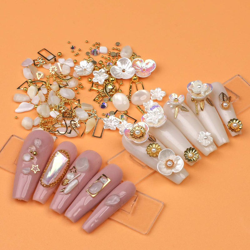 No Wipe Crystal Rhinestone Decoration Glue Gel Kit, Clear Glass Flat Back Gems Metal Rivets Shells and Pearls, with 15ml Rhinestone Glue Gel Dotting Pen Tweezer for Nail Art DIY Crafts - BeesActive Australia