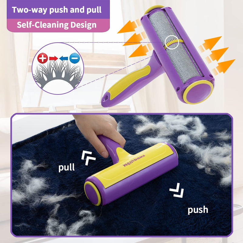 Mollypaws Pet Hair Remover for Furniture, Reusable Dog Cat Fur Removal Brush for Couch, Bedding, Non-Slip Handle Grip for Comfort Removal Experience, Upgrade Removing Tool for Uproot Cleaning Purple/Limited Edition - BeesActive Australia