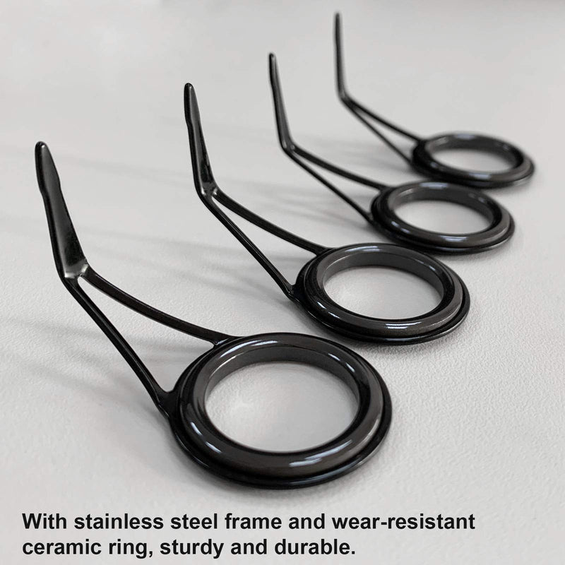 THKFISH Rod Repair Kit Rod Tip Repair Kit Ceramics Tips Stainless Steel Carbon Spinning Rod Guides Fishing Rod Repair Kit 35pcs / 75pcs / 40pcs A-Black- Frame 35pcs - BeesActive Australia