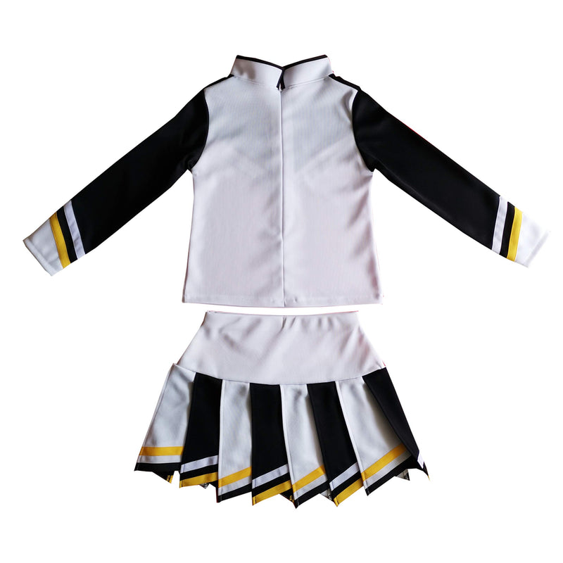 [AUSTRALIA] - Kids/Girls' Children Minis Sport Cheerleader Cheerleading Long Sleeves Costume Uniform Outfit Dress White/Black (M / 5-8) 