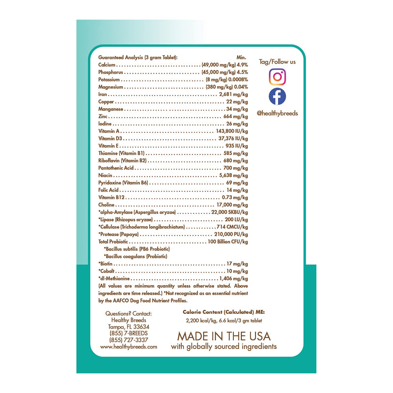Healthy Breeds Probiotic Tabs - 120 Count Rottweiler - BeesActive Australia
