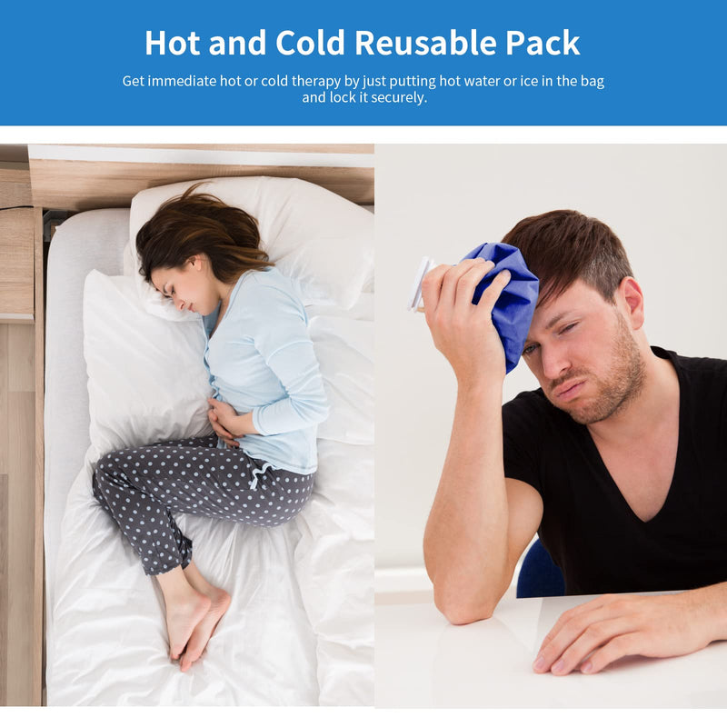 Ice Bag for Injuries, 4-Pack Reusable Ice Cold Pack, Hot & Cold Therapy Packs for Sports Injury and Pain Relief with Elastic Breathable Support Wrap, 3 Sizes (6"/9"/11") First Aid Ice Packs, Dark Blue - BeesActive Australia