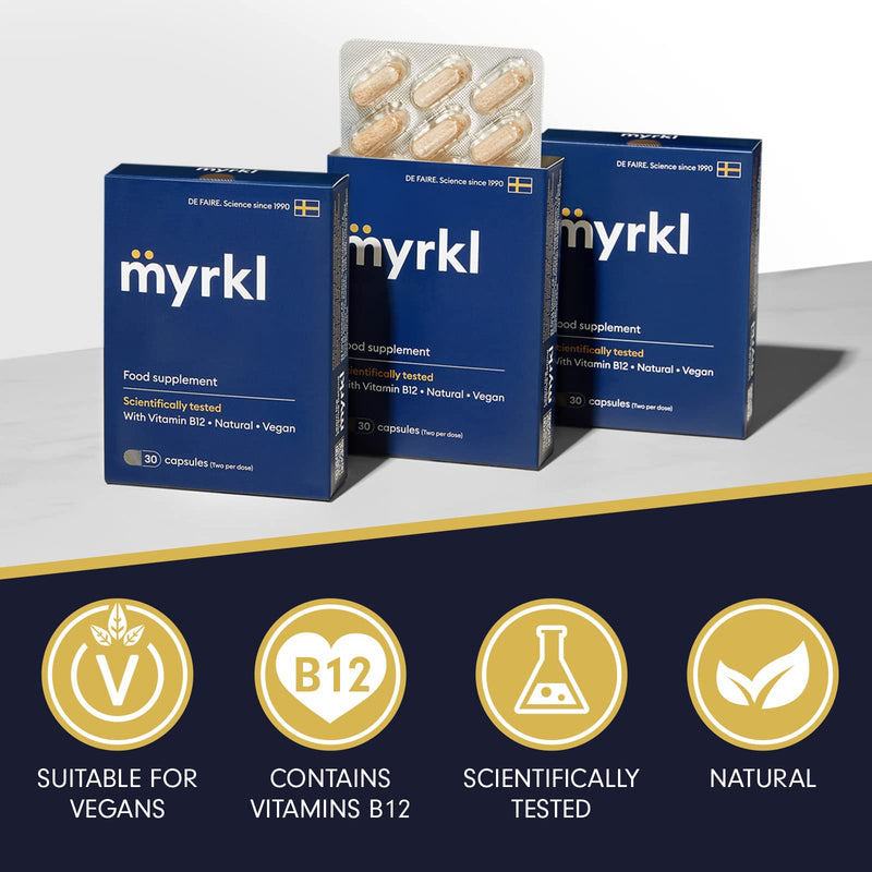Myrkl | Food Supplement | Scientifically Tested | with Vitamin B12 | Natural | Vegan | 30 Capsules - BeesActive Australia