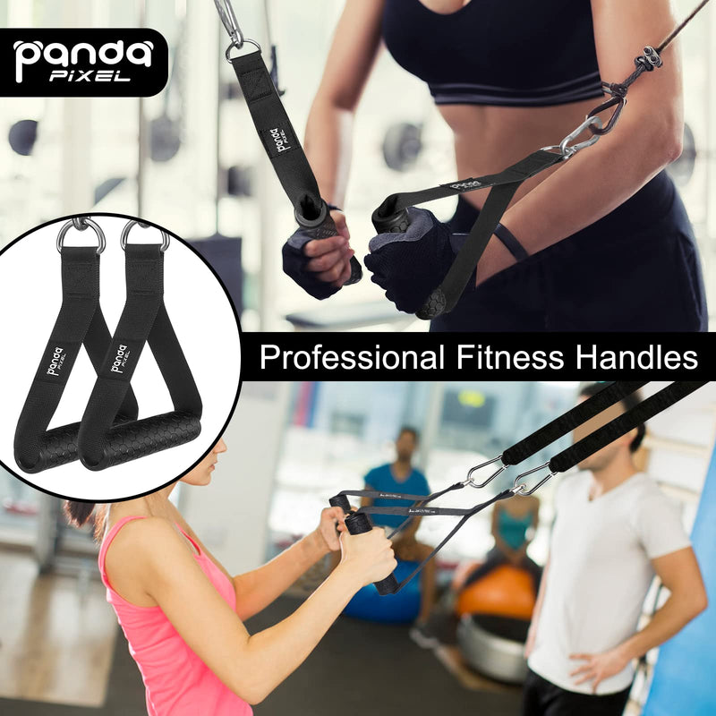 Pixel Panda Upgraded Resistance Bands with Handles up to 600lb, Comfortable Sturdy D Handle Cable Attachment, Cable Machine Attachments for Bowflex, Pulleys LAT Pulldown System, Home Gym Equipment - BeesActive Australia