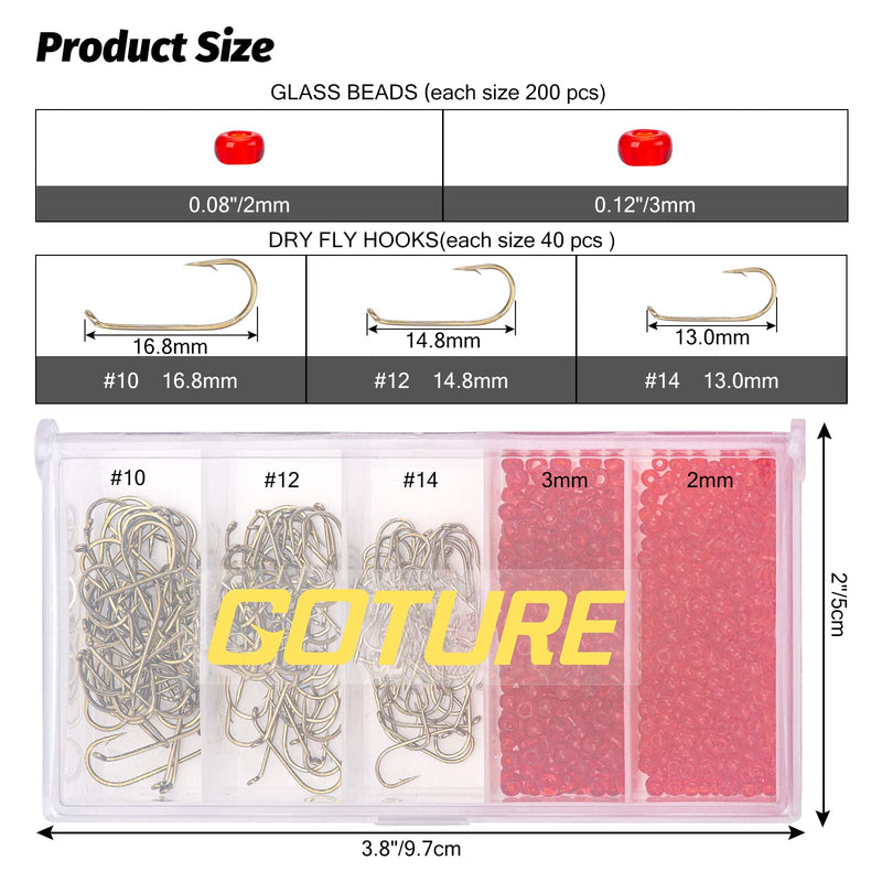 Goture 120PCS Fly Barb Fishing Hooks with Magnetic Components Box – High Carbon Steel Fly Tying Fishing Hooks Kit … 400pcs glass beads & 120pcs dry hooks with box - BeesActive Australia