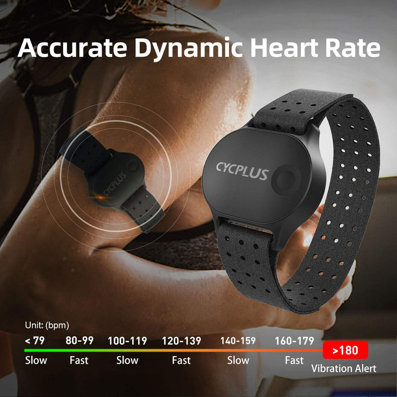 CYCPLUS Heart Rate Strap Wireless Heart Rate Monitor ANT+ Bluetooth Successor Model Waterproof Heart Rate Sensor with Arm Strap Black - BeesActive Australia