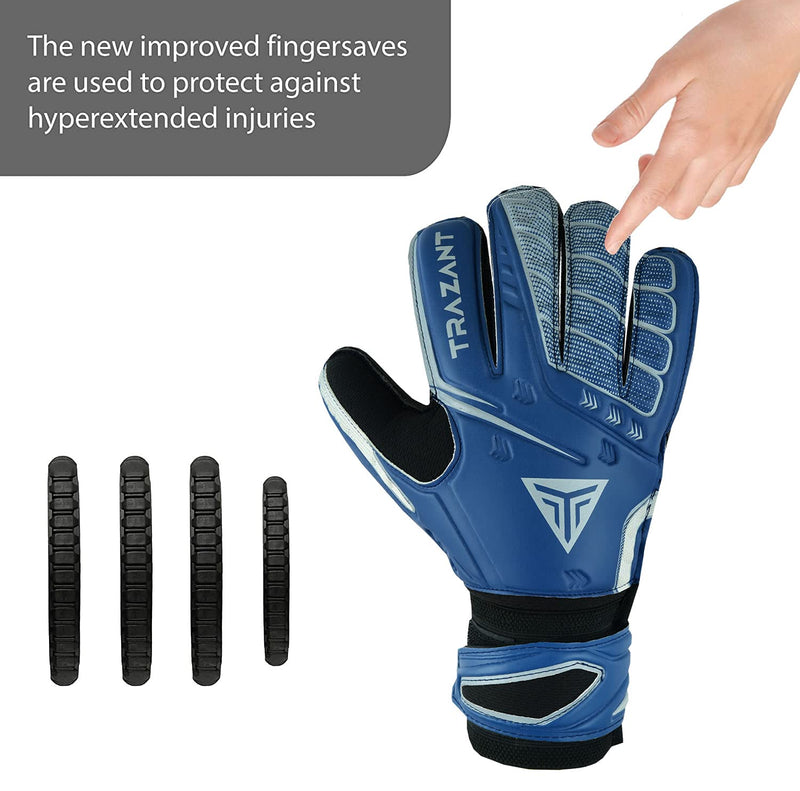 Goalkeeper, Soccer Goalie Gloves with 3mm Latex Palm for Better Grip and Fingersaves for Ultimate Protection of Fingers Blue 9 - BeesActive Australia