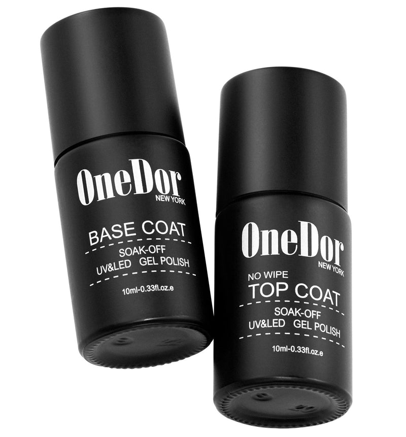 OneDor Gel Top Coat & Base Coat Soak Off Polish Set Kit, UV Led Cured Required (No Wipe Top Coat & Base Coat) - BeesActive Australia