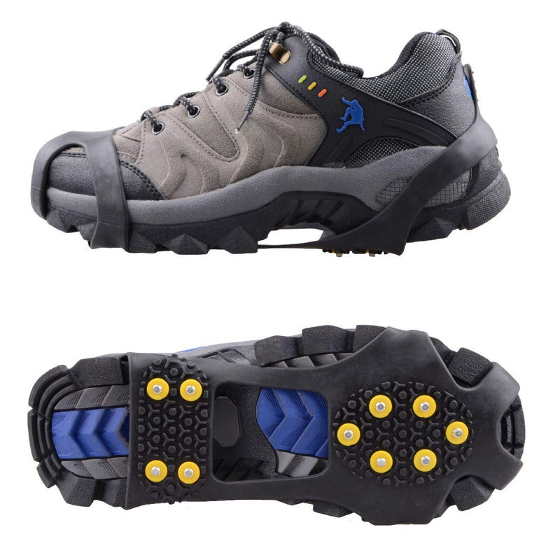 Azarxis Walk Traction Ice Cleat Spikes Crampons with 10 Spikes Snow Grips Stretch Footwear Traction for Walking, Jogging, Climbing, Hiking on Snow and Ice Black XL (Men:11-14 / Women:13-16) - BeesActive Australia