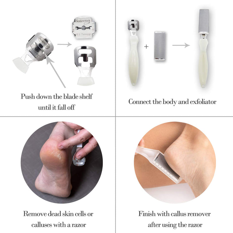 Dr. Dent Foot Care Pedicure Combined Callus Shaver for Hard Skin & Smooth Callus Remover with Stainless Steel, German Made Blade, Foot Lazor Blade Scraper,Removing Solid, Cracked Skin Cells - BeesActive Australia