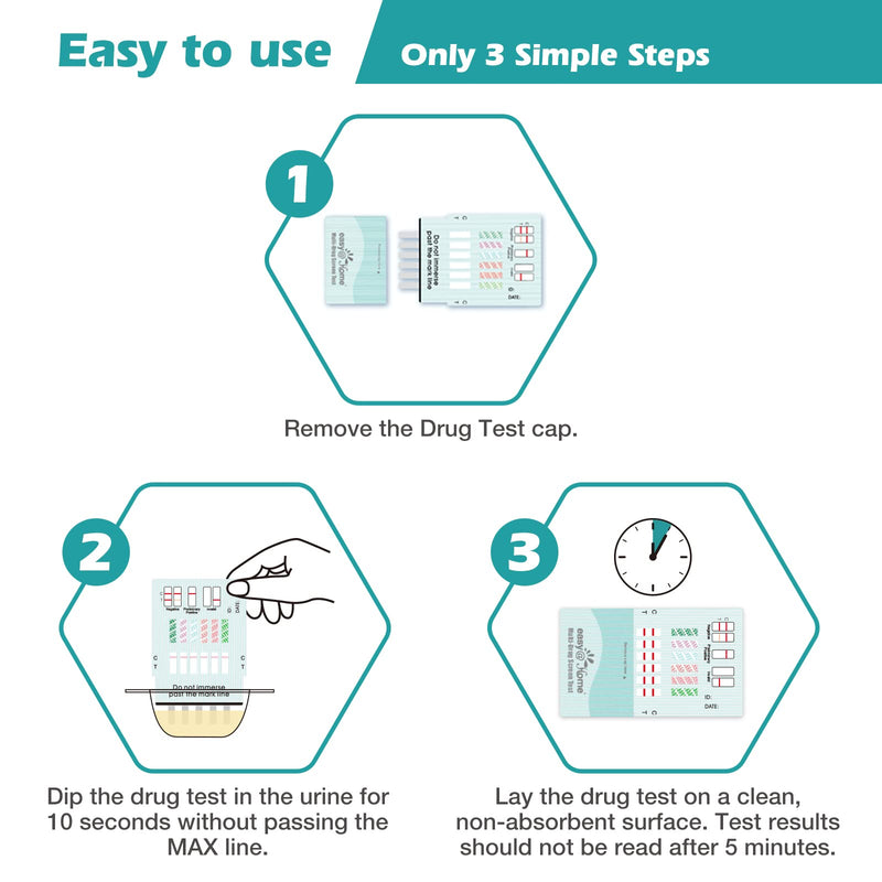 5 x Drug Test Kits Easy@Home 6 Panel Instant - Testing Marijuana (THC), Amphetamine(AMP), Benzodiazepines(BZO), Cocaine(COC), Opiates(OPI 2000), Methamphetamine(MET/mAMP)-#EDOAP-264 5 Count (Pack of 1) - BeesActive Australia