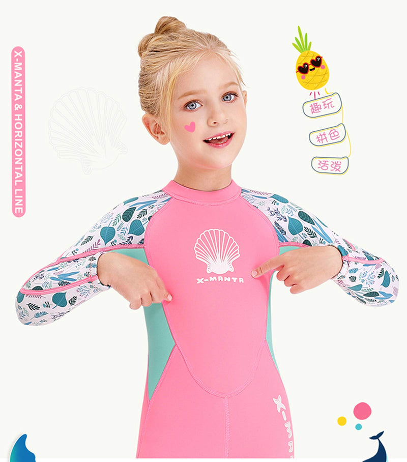 [AUSTRALIA] - NATYFLY Kids Wetsuit,2.5mm Neoprene Thermal One Piece Swimsuit,Boys Girls and Toddler Wet Suits for Scuba Diving,Youth Full Suit Pink X-Large 