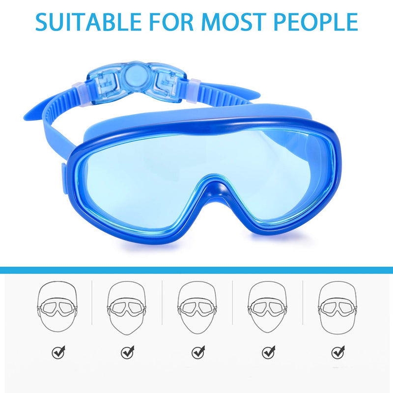 [AUSTRALIA] - Kabuda 2 Pack Swim Goggles, Swimming Glasses for Adult Men Women Youth, No Leaking Anti Fog UV 400 Protection Waterproof 180 Degree Wide Clear Vision Triathlon Pool (Set of 2) Black & Blue 