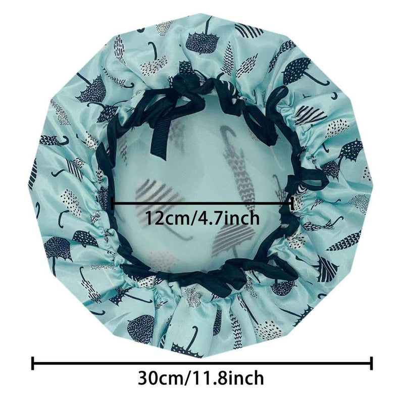 Shower Caps, 2PACK Large Size Double Layered Bath Cap Hat for Women, Waterproof & Adjustable 2 Count (Pack of 1) Blue - BeesActive Australia