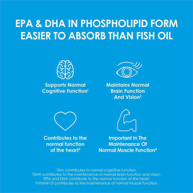Cleanmarine Krill Oil � Packed with EPA & DHA � Omega 3 with Added Astaxanthin and Choline � Vitamin D � Heart, Eye & Brain Health � Joint & Immune Support - 60 Capsules 60 Count (Pack of 1) - BeesActive Australia
