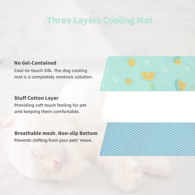 NWK Pet Cooling Mat - Ice Silk Cooling Mat for Dogs & Cats, Portable & Washable Pet Cooling Blanket, Car Seats, Beds and More in Summer, Keep Pet Cool from Heatwave Green Fruit Large - BeesActive Australia