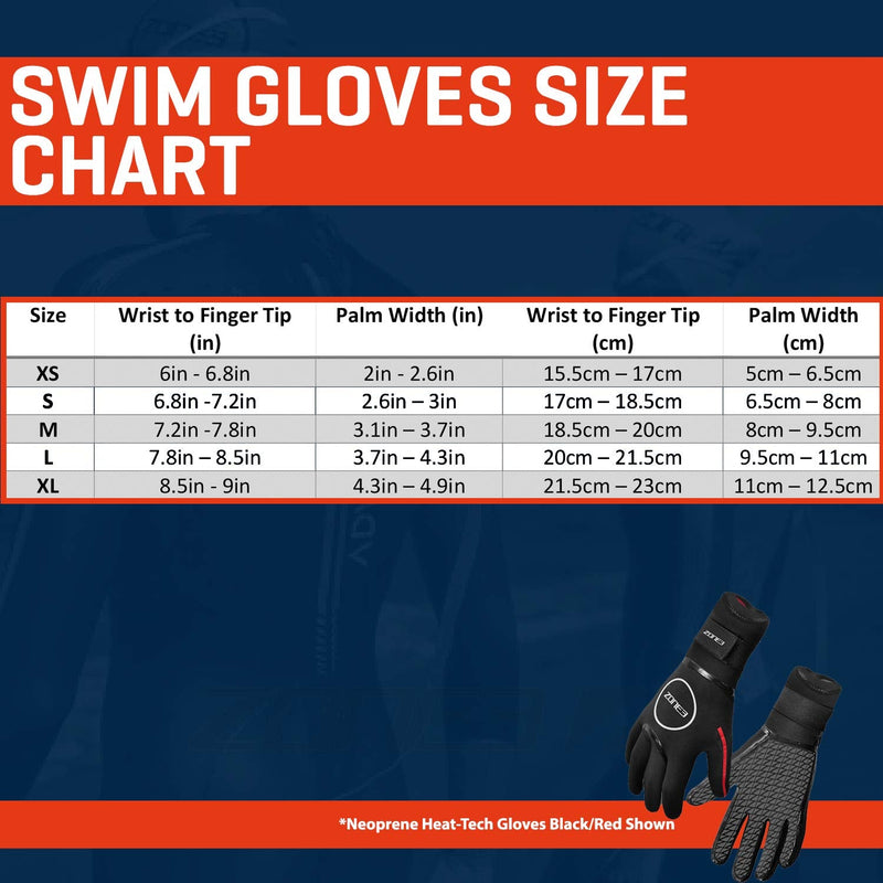 ZONE3 Neoprene Heat-Tech Warmth Swim Gloves Black/Red Large - BeesActive Australia