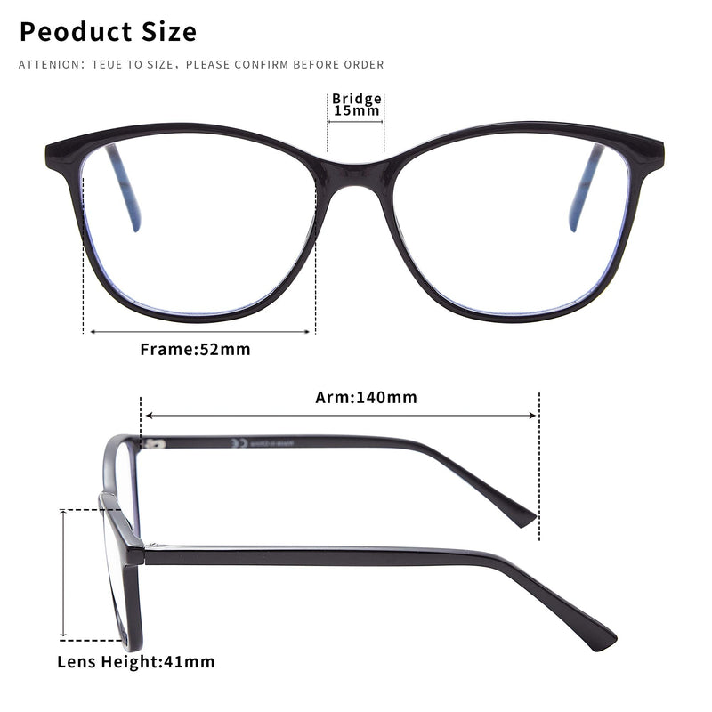 Madison Avenue Blue Light Blocking Glasses Anti Eyestrain UV Glare Blue Light Glasses for Women TV Phone Computer Gaming Eyeglasses Black - BeesActive Australia