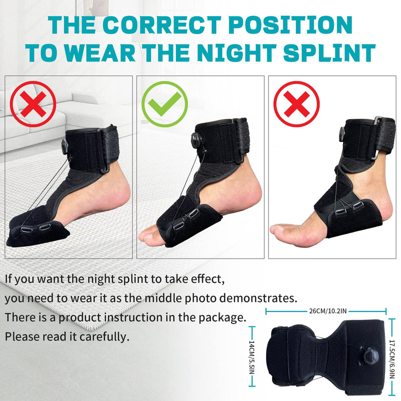 Plantar Fasciitis Night Splint with Rotating Knob System for Plantar Fasciitis Relief Plantar Fasciitis Socks Fascia Stretcher for Achilles Tendonitis Relief Plantar Fasciitis Brace Foot Drop - BeesActive Australia