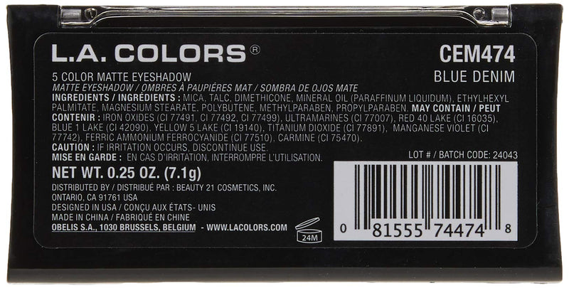 L.A. Colors 5 Color Matte Eyeshadow, Blue Denim, 0.08 Ounce - BeesActive Australia