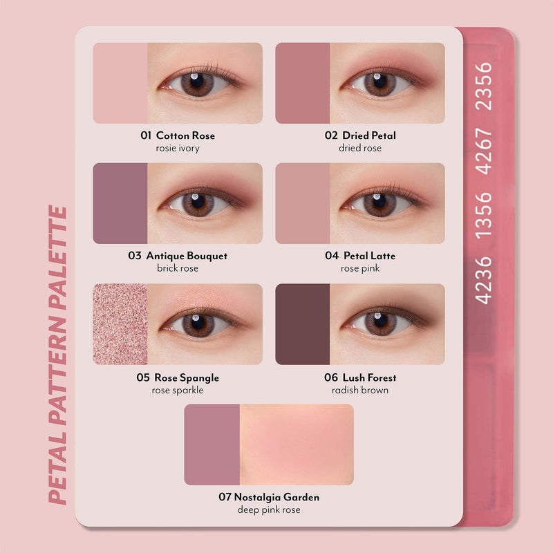 I'M MEME I'M Color Pattern Palette | 6 Colors Eyeshadow and 1 Blush Palette | 002 Petal Pattern | K-Beauty 002 Petal Pattern Palette - BeesActive Australia