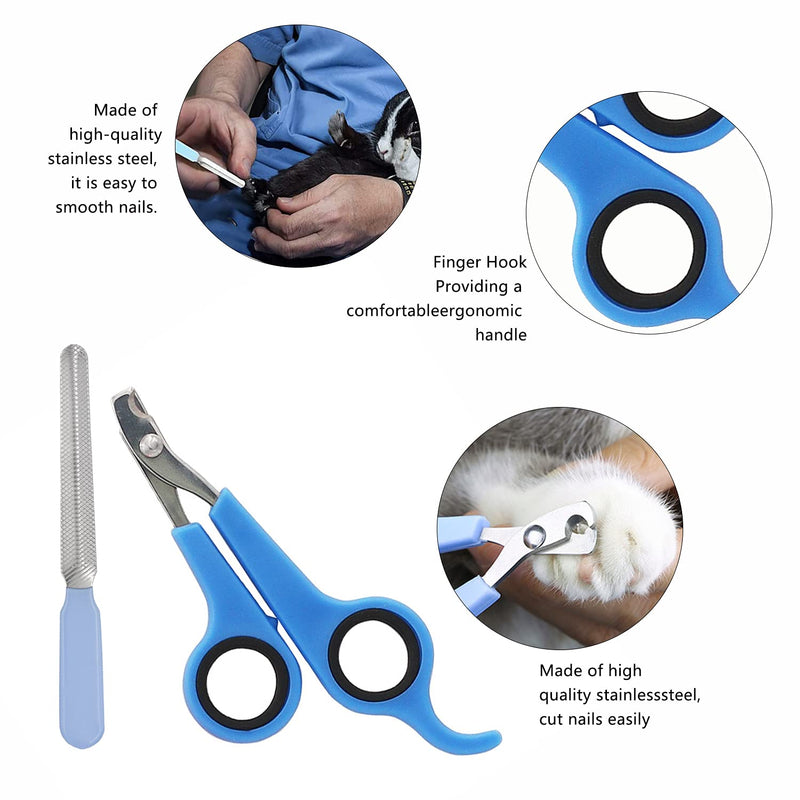 7 Pieces Rabbit Grooming Kit with Rabbit Grooming Brush, Small Animal Nail Clippers and Trimmers,Hand Brushes with Adjustable Hand Strap for Small Rabbit,Hamster, Bunny, Guinea Pig(Blue) Blue - BeesActive Australia