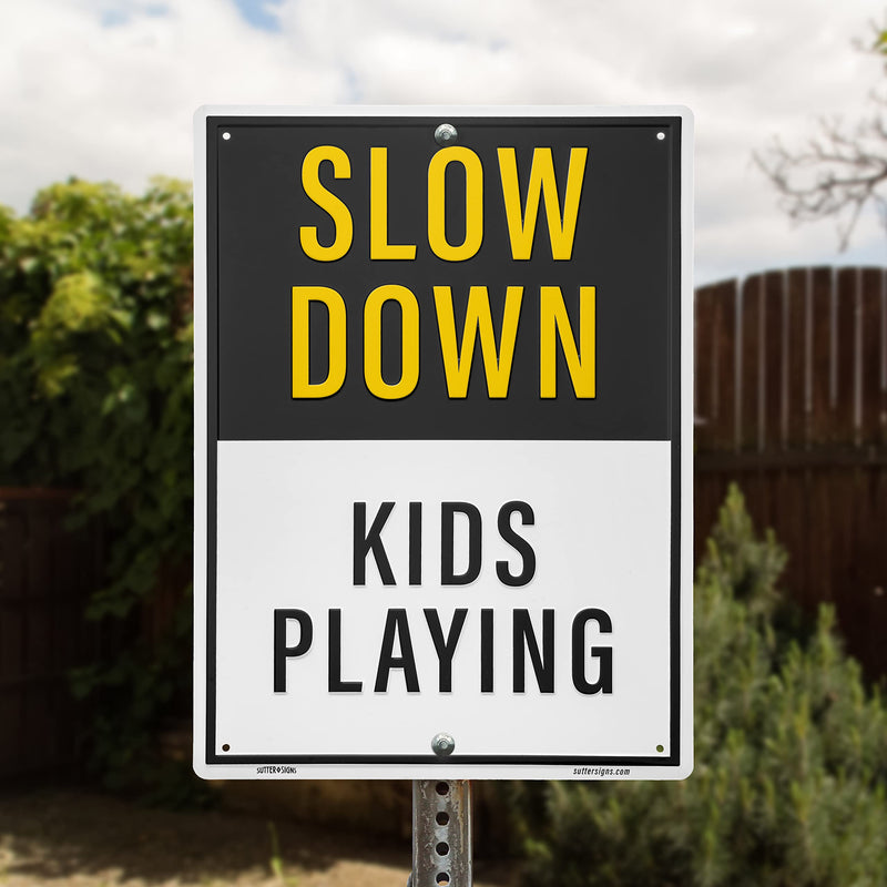 Slow Down Kids At Play Aluminum Sign for Children Playing in Neighborhood (Pack of 2) - BeesActive Australia