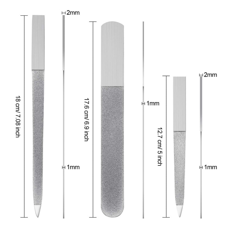 3 Pieces Diamond Nail File Set Stainless Steel Double Side Nail File Metal Sapphire Buffer File Manicure Files for Salon Home and Travel - BeesActive Australia