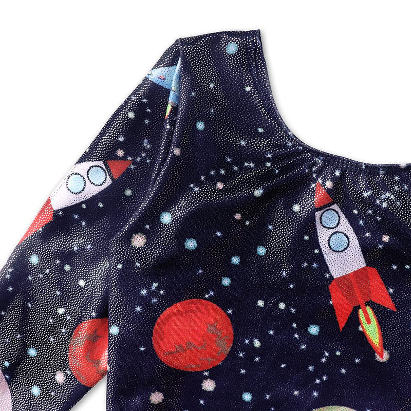 Long Sleeve Leotards for Girls Gymnastics Sparkle 2-10 Years Rainbow Galaxy Unicorn Pattern 7-8 Years Long Sleeve Cosmos - BeesActive Australia