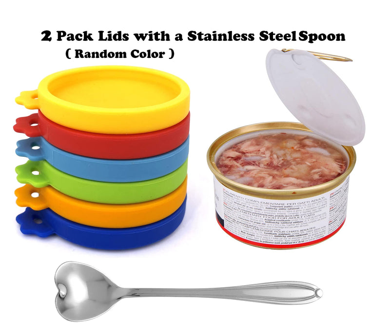 COMTIM Cat Food Can Lids, Silicone Pet Food Can Lids Small Cat Food Can Lids Covers for 3 oz Cans, 2 Lids with a Cat Food Spoon - BeesActive Australia