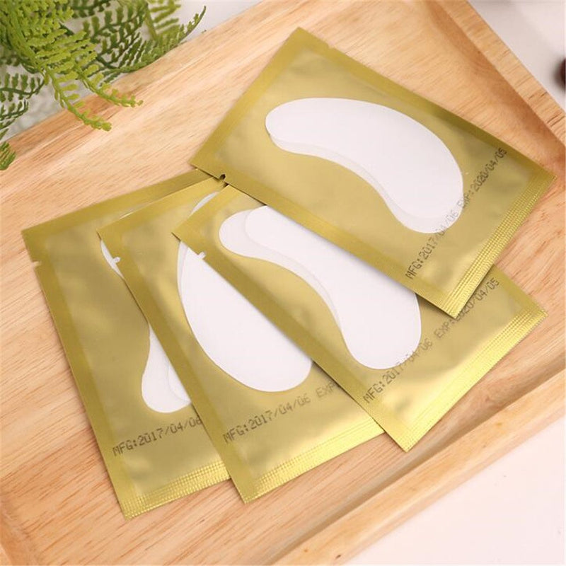 100 Pairs Set，Eye Gel Patches,Under Eye Pads Lint Free Lash Extension Eye Gel Patches for Eyelash Extension Eye Mask Beauty Tool (gold) - BeesActive Australia