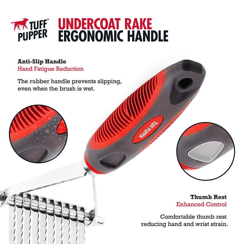 Tuff Pupper Dog Undercoat Rake Tool | Easily & Safely Remove Dead, Matted Or Knotted Hair | Ergonomic Dematting Comb For Thick Coats | Non-Slip Safety Handle Provides Precision Control Against Knots - BeesActive Australia