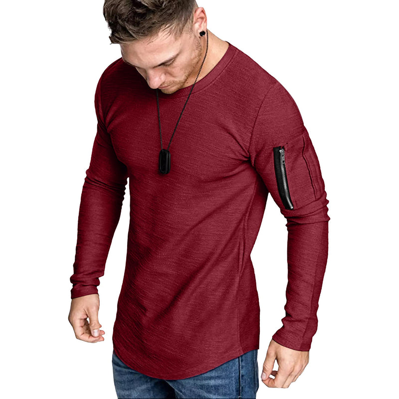 COOFANDY Men's 2 Pack Muscle Workout T Shirts Fitted Athletic Fashion Longline Hipster Hip Hop Tee Top Black & Wine Red Medium - BeesActive Australia
