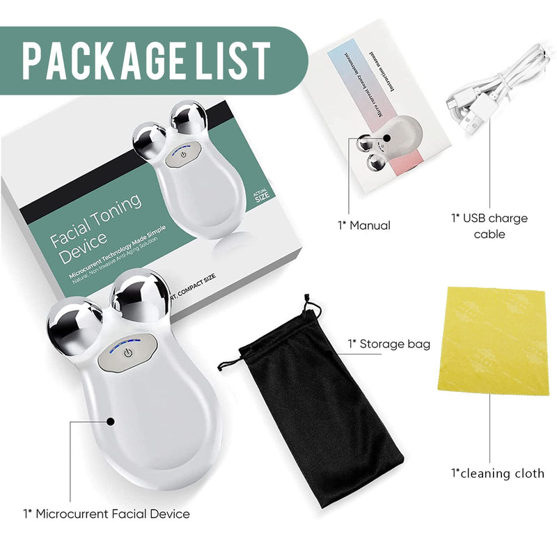 2023 New Microcurrent Face Device Roller,Lift The face and Tighten The Skin USB Mini microcurrent face Lift Skin for Facial Wrinkle Remover Toning Device(White) - BeesActive Australia