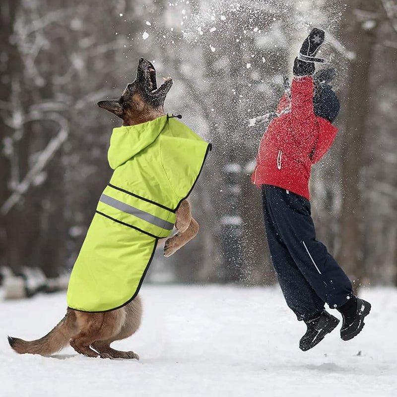 Ezierfy Reflective Dog Raincoat - Adjustable Raincoat for Dogs, Lightweight Hooded Dog Raincoats Poncho Slicker, Waterproof Rain Jacket Coat for Small, Medium, Large Dogs Walking Neon Green X-Large - BeesActive Australia