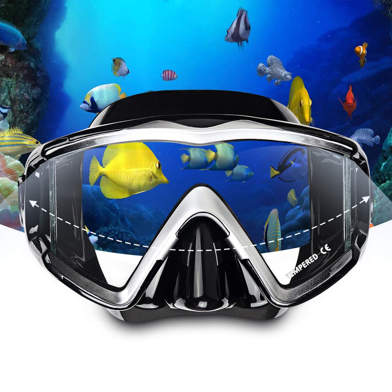 2pcs Adult Snorkel Mask, Pano 3 Diving Mask and 2 Window Tempered Glass Scuba Swim Mask Snorkeling Gear for Men Women Youth - BeesActive Australia