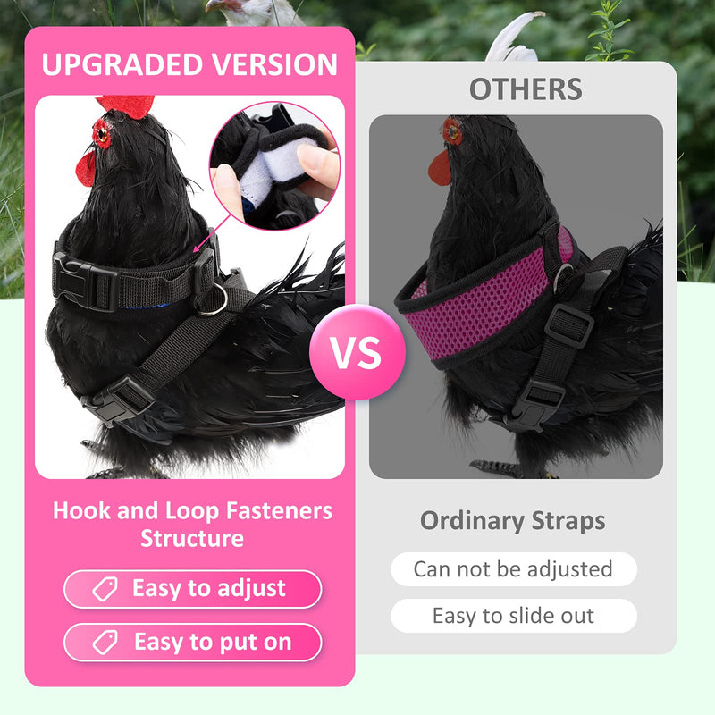 Adhafera Chicken Harness with Leash, Upgraded Double Adjustment Chicken Harness and Leash Set for Hens, Duck, Goose, Small Pet Pink S - BeesActive Australia
